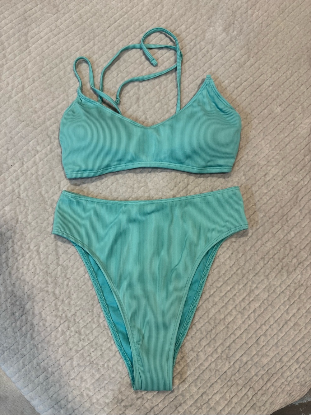 NWOT Gilly Hicks Aqua Ribbed Bikini Set